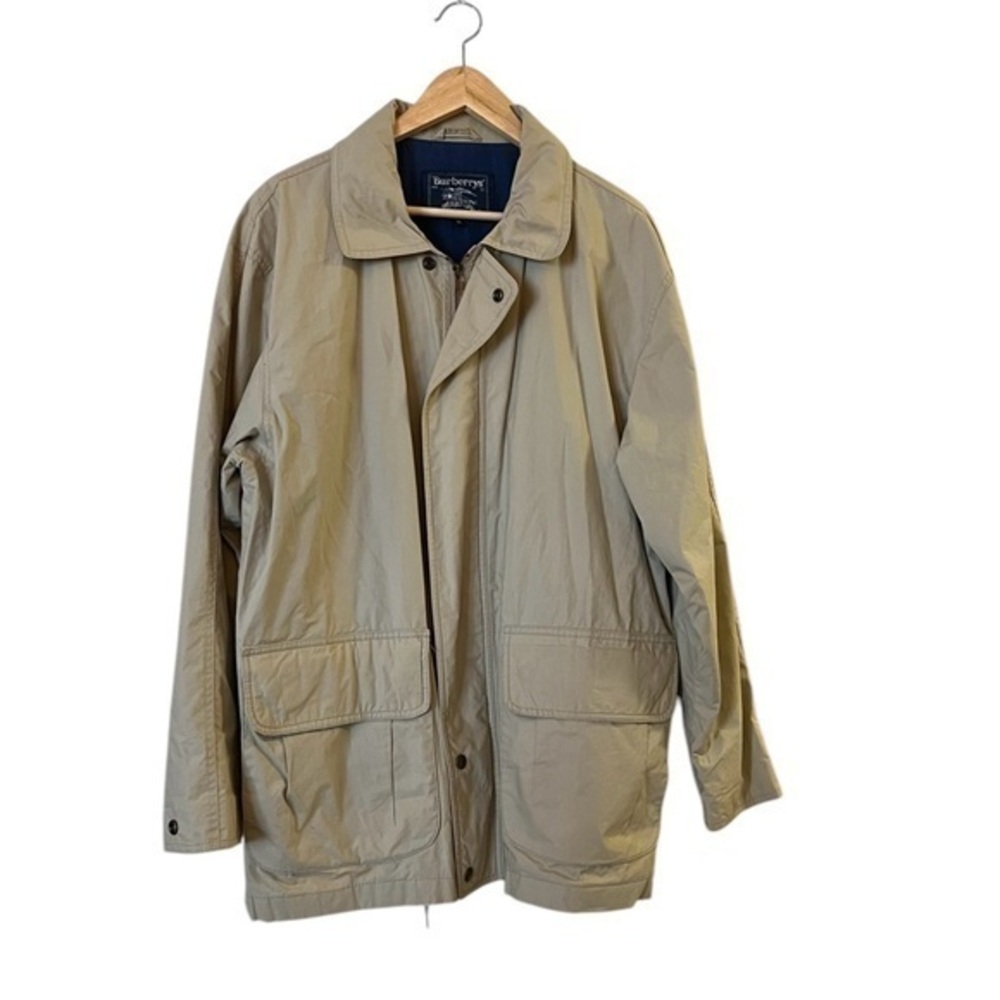 BURBERRYS vintage khaki drawstring waist field jacket with pockets & hood